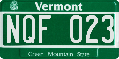 VT license plate NQF023