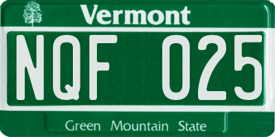 VT license plate NQF025