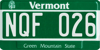 VT license plate NQF026