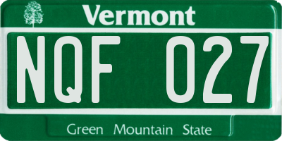 VT license plate NQF027