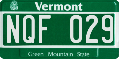 VT license plate NQF029