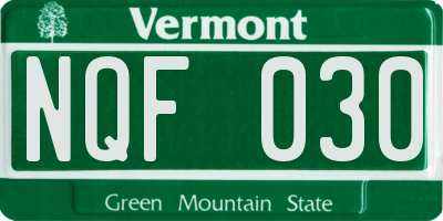 VT license plate NQF030