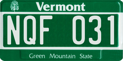 VT license plate NQF031