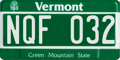 VT license plate NQF032