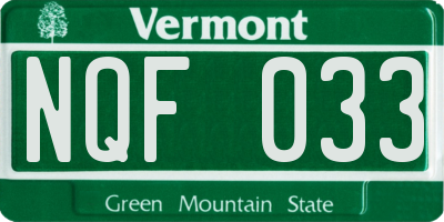 VT license plate NQF033