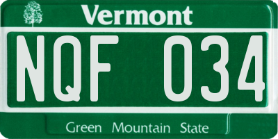VT license plate NQF034