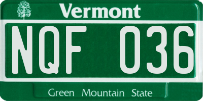 VT license plate NQF036