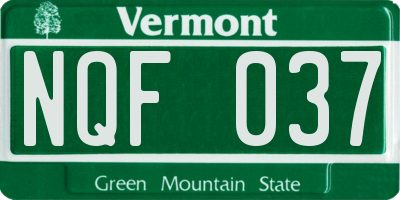 VT license plate NQF037