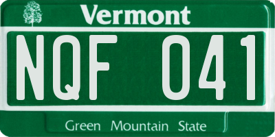 VT license plate NQF041