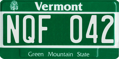 VT license plate NQF042