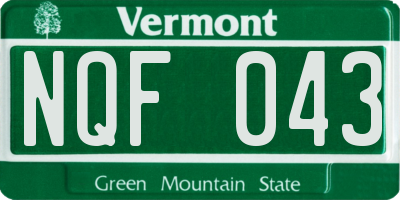 VT license plate NQF043