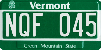 VT license plate NQF045