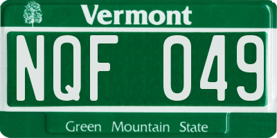 VT license plate NQF049