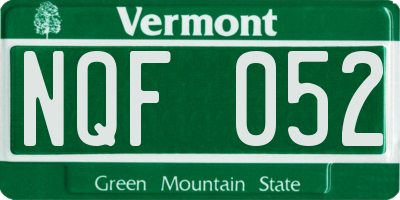 VT license plate NQF052