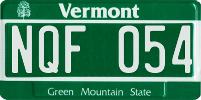 VT license plate NQF054