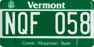 VT license plate NQF058
