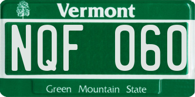 VT license plate NQF060