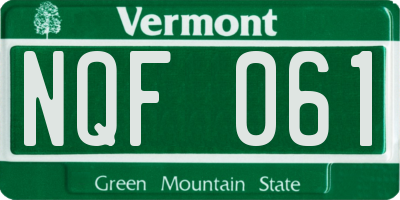 VT license plate NQF061