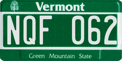 VT license plate NQF062