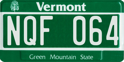 VT license plate NQF064