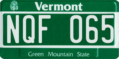 VT license plate NQF065