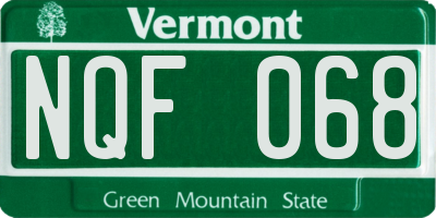 VT license plate NQF068