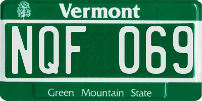 VT license plate NQF069
