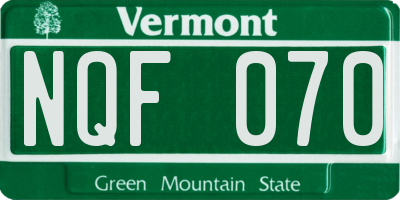 VT license plate NQF070