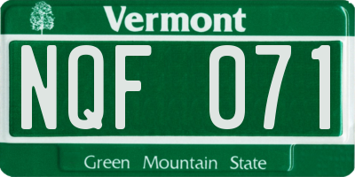 VT license plate NQF071