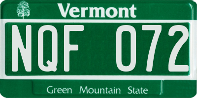 VT license plate NQF072