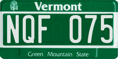 VT license plate NQF075