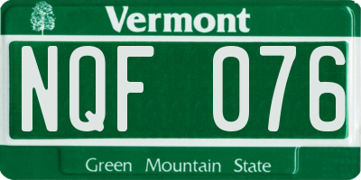 VT license plate NQF076