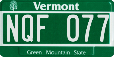 VT license plate NQF077