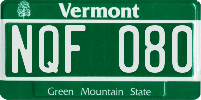VT license plate NQF080