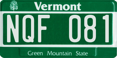 VT license plate NQF081