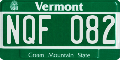 VT license plate NQF082