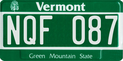 VT license plate NQF087