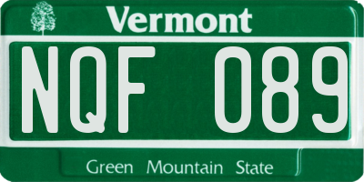 VT license plate NQF089
