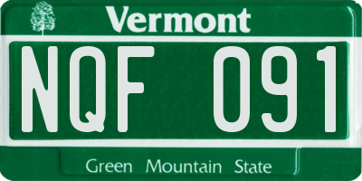 VT license plate NQF091