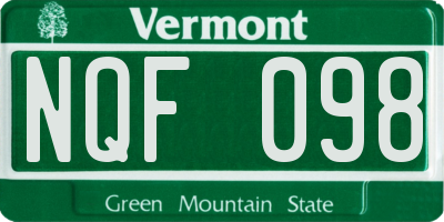 VT license plate NQF098