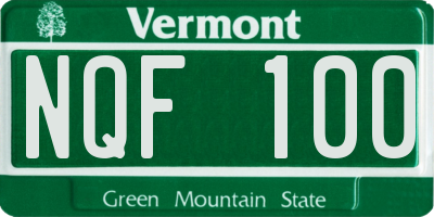 VT license plate NQF100