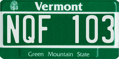 VT license plate NQF103
