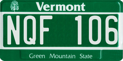VT license plate NQF106