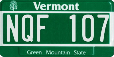 VT license plate NQF107