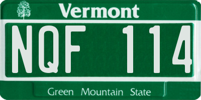 VT license plate NQF114
