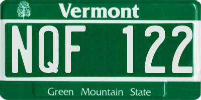 VT license plate NQF122