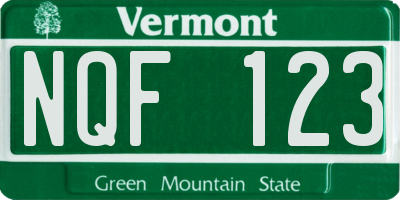 VT license plate NQF123