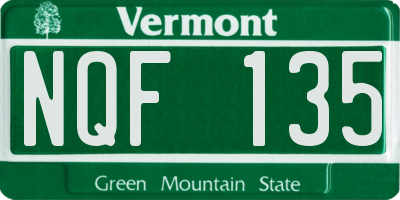 VT license plate NQF135