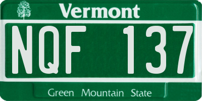 VT license plate NQF137