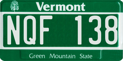 VT license plate NQF138